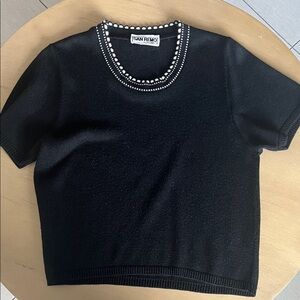 San Remo Black Beaded Women's Top